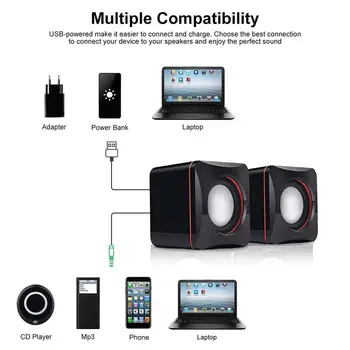 Mini Bærbare Kompakt Stereo Lille Torv 3,5 Mm Audio Jack Bærbar Desktop-Computer USB-Højttaler