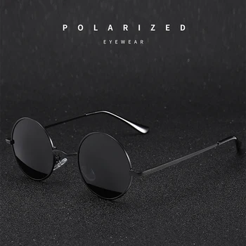 Vintage Polariseret Retro Runde Solbriller til Mænd, Kvinder Brand Designer Metal Ramme Fiskeri Sol Briller Spejl Sort Brillerne UV400