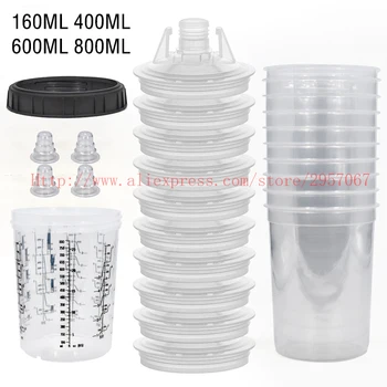 Plastik at blande cup sprøjtepistol ingen rengøring cup 160/400/600/800CC Indre Kop med Låg til Spray-Pistol
