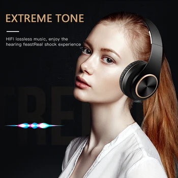 Bluetooth-Hovedtelefoner, Folde Stereo Trådløse Hovedtelefoner Over Ear med Mikrofon og volumenkontrol Wired Headset for PC/Telefoner
