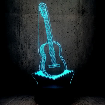 Kreative POP Country Musik Guitar 3D USB-LED-Lampe 7 farveskift RGB-Nat Lys Soveværelse Indretning Belysning musikinstrumenter