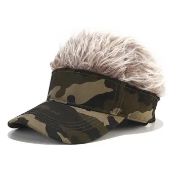Herre Nyhed solskærm Cap med Spidse Falske Hår Camouflage Print Snapback Justerbar Paryk Baseball Hat Hip Hop Streetwear Gave
