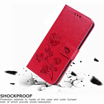 Luksus Læder Flip Book Sag for TP-Link Neffos C9A Rose Flower Pung Stå Tilfælde Telefonens Cover Taske coque