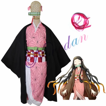 Anime Kimetsu ingen Yaiba Cosplay Kostume Demon Slayer Agatsuma Zenitsu Cosplay Tøj Kimono Halloween Kostume Til Voksne Mænd