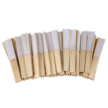 Hot 50 stk/masse Hvid Elegant Folde Papir Hånd Fan Bryllup Part Favoriserer 21cm(hvid)