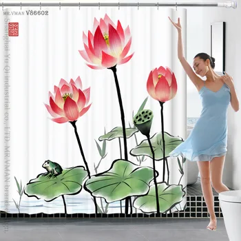 På 1,8*1,8 m Kinesisk Stil og Karakter Tyk, Vandtæt Polyester Badeværelse badeforhæng Badekar Curtainn Badeværelse Dekoration