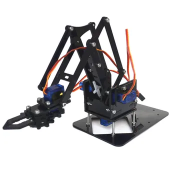 4DOF Montering Akryl Mechine Robot Arm med SG90 eller MG90S Plast Gear Servo Til Robot DIY kan vælge