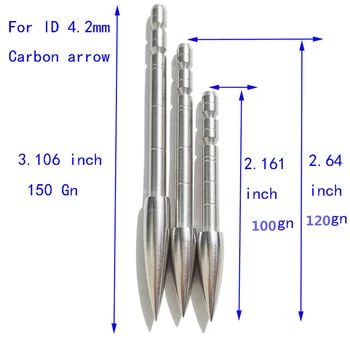 Bueskydning Mål Arrowhead ID3.2/4.2 mm spids Pil Felt Tips 80/100/120/150/200Grain Rustfrit Stål til Carbon Pil Aksel