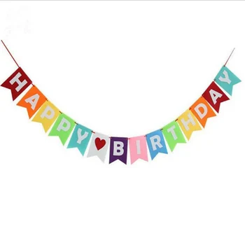 15 stk Farverige fødselsdag banner Ikke-vævet stof reb hængende Happy birthday party dekorationer forsyninger Nye ankomst baby shower
