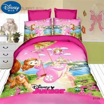 Disney Pige Sengetøj Sæt kollegieværelse Prinsesse Sofia dynebetræk pudebetræk ark Børn Quilt bed Cover sæt sengelinned