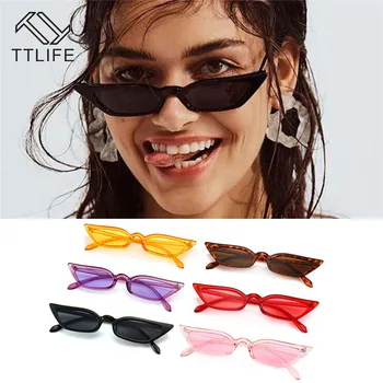TTLIFE Jelly gennemsigtige solbriller Kvinder Cat Eye solbriller til Kvinder Candy Farve Solbriller Pink Retro Cateye solbriller