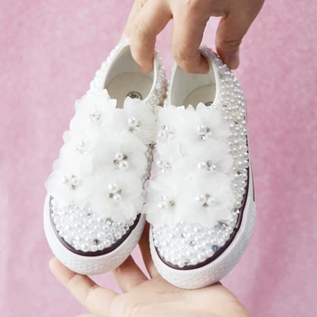 Børns sko foråret efteråret Lolita sko primary school studerende' white pearl blomster piger' yrelse Sko dame Prinsesse wi