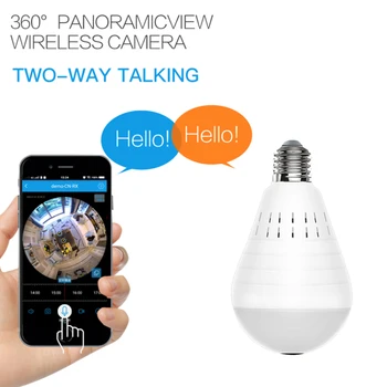 960P Wifi Panorama Kamera Pære 360 Graders Fiskeøje Wireless Home Security Videoovervågning Version To-Vejs Lyd
