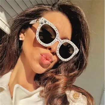 2020 Tendenser Omkring Star Solbriller Kvinder Overdimensionerede Square Solbriller Gennemsigtig Ramme solbriller Til Kvinder oculos