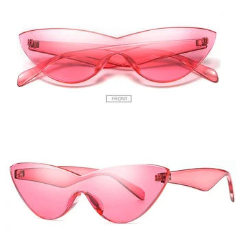 Fashion Kvinder Cat Eye Solbriller Mænd Retro Uindfattede Pink Lilla Klare Linser Farve Sol Briller Gafas De Sol Mujer Uv400