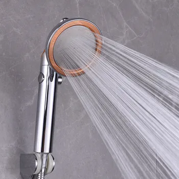 FOHEEL brusebad hovedet højt pres brusehoved vandbesparende én knap til at stoppe vand, brusere, roterbar håndbruser brusehoved