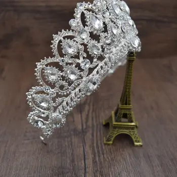 Europæiske Caroque stor Krone Krystal bryllup tiara dronning kroner brud rhinestone tiaras hår tilbehør til hoved smykker