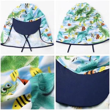 2-10Y Kids Sun Hat høreværn UV-badehætte Kids Baby Drenge Piger Ultraviolet-bevis Tegnefilm Strand Hat Solhat