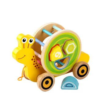 Træ-byggesten legetøj Cartoon Animal Trække Vognen Montessori Form, Binding Blokke Uddannelse Legetøj til Dreng Pige Gaver