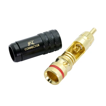 4stk/Masse Nye Forgyldt Kobber RCA-Stik Mayitr Holdbar RCA-Stik Skruer Lodning Låsning Audio Video R Plug 53mm*13mm