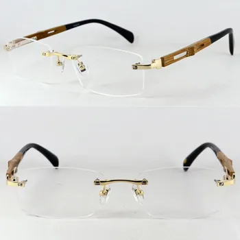 Ren Titanium Træ-håndlavet Uindfattede brillestel Luksus Nærsynethed Rx i stand Mænd Kvinder Briller Briller Top Kvalitet