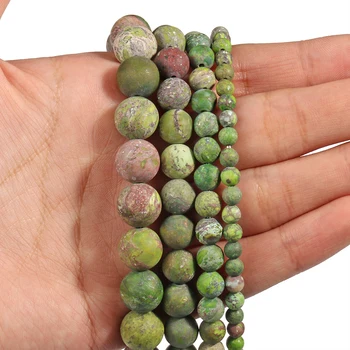 Mat Grøn Amerikansk Turkiser Jespers Naturlige Runde Mineraler Perler for Jewerly Gør DIY Armbånd Halskæde Tilbehør 15