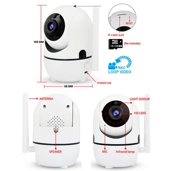 1080P Sikkerhed Kamera CCTV 360 Hjem Overvågning WiFi Kamera To-Vejs Audio Baby / PET / Nanny Skærm 720P Indendørs Kamera IP-Cam