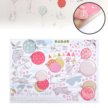 Aftagelig Ballon Kanin Wall Sticker til Børn Soveværelse Indretning Wall Sticker