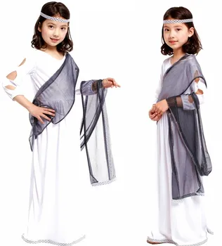Piger Rolle Spil Dress Hvid græsk-Romerske Prinsesse Kjoler Jul Cosplay Kostumer Egyptain Disfraz for Børn