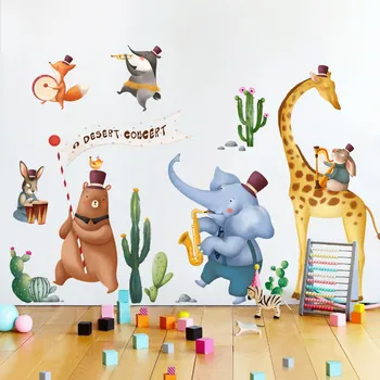 Cartoon Animal Wall Sticker DIY Giraf Bære for Børn Værelser Dekoration Æstetiske Dreng Pige Børn Soveværelse vægoverføringsbilleder Tapet