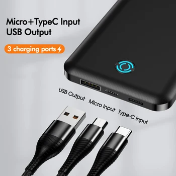 Af ykz 10000mah Power Bank Bærbare USB Type C Mini Powerbank Hurtigt Oplade Mobiltelefon Charger Micro USB Eksterne USB-Batteri Rejse