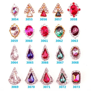 ML3054-3073 NEW2017 100pcs Bryllup Røde Rhinestones DIY Charms 3D Nail Art Dekoration krystal Formet Legering Nail Art Diamant Søm