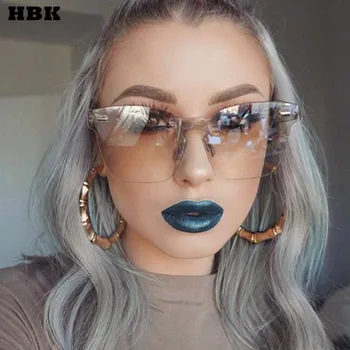 HBK Uindfattede Solbriller Vintage Kvinder Brand Designer Luksus Cat Eye Square Stor Ramme 2018 Nye Mode Trendy solbriller UV400