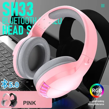 Gaming Headset RGB Dual-Mode Bluetooth-5.0 Wireless/Wired Sammenfoldelig Hovedtelefon Bas, Stereo Støj Annullering af PC Wired Headset Spil