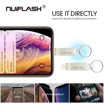 Nuiflash Usb-Flash-Drev, 8GB, 16GB, 32GB, 64GB 128GB Pen-drev, memory stick Til iphone 8 7 Plus 6 6s Plus 5S ipad Pendrive