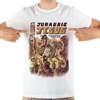 JURASSIC JESUS Ride Dinosaur Sjove Spil T-Shirt Mænd 2020 Sommeren Nye Hvide Casual Homme Cool t-shirt