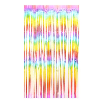 2*1M Rainbow Gradient Regn Gardin Med Farverige PET Skinner Brylluppet Baggrunde Gardin Døren Part Baggrund Indretning af Forbrugsstoffer