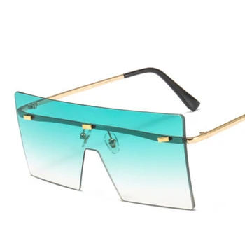 NAUQ mode trend rammeløse et stykke solbriller kvinder mænd gradient ocean linse solbriller retro-pladsen large frame briller