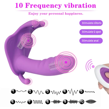 Vibrerende Trusser Dildo Sex Legetøj til Kvinder G Spot Klitoris Stimulator Varme Butterfly Vibrator Fjernbetjening Anal Vibrator-Plug