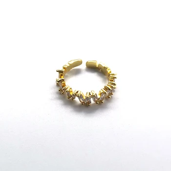 LONDANY Brudt Isen Blomst Diamant-belagt kobber forgyldt 18k justerbare, split ring kvinder, ringe, smykker geometriske
