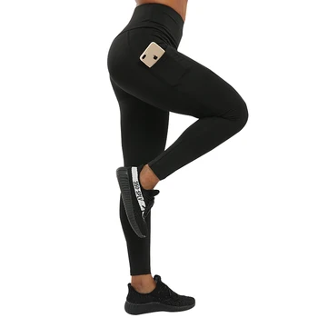 SVOKOR Problemfri Yoga Pants Side Lommer, Høj Talje, der Kører sportstøj Solid Farve Træning Åndbar Uddannelse Bukser Kvinder