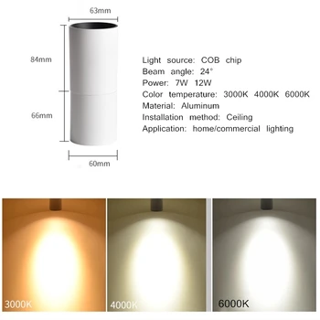 Smukt installeret LED spotlight loft lampe enkelt lampe stue baggrund væg-loft lampe COB downlight 7W 12W 20W