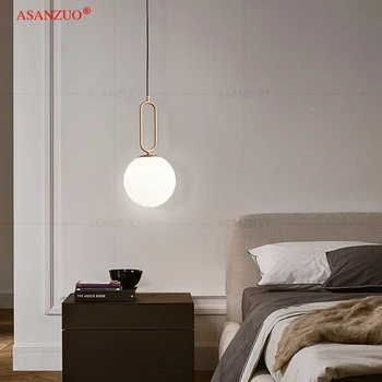 Soveværelse sengen pendel, moderne minimalistisk lys luksus runde bold tøj butik, bar, restaurant lampe kreative Nordiske lamper