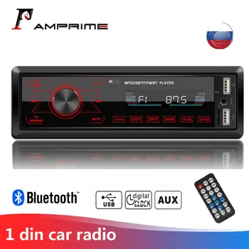 AMPrime Bil Radio 12V Autoradio AUX-IN, Bluetooth, FM-7 Farver Auto Stereo USB-Fjernbetjening på Rattet MP3 Multimedie-Afspiller