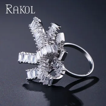 RAKOL Casual Cubic Zirconia Mode Butterfly Søde Søde Ring for Kvinder Bryllup Middag, Fest, Fødselsdag, Gave, Smykker RR01045