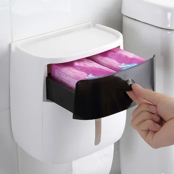 LEDFRE Plast Toilet Papir Væv Holder Badeværelse Dobbelt vægmonteret Hylde, Opbevaring Dispenser Arrangør Tilbehør LF82003
