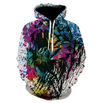 Black print hoodie for mænd og kvinder casual farve spray malet hoodie street sweatshirt hip hop harajuku mænds trøjer