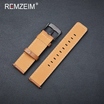 REMZEIM 22mm Læder Stropper Urrem Armbånd Til Samsung Gear S3/For Huawei Ur GT GT2 /Amazfit GTR 47mm Smart Wriststrap