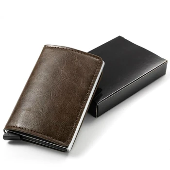 Bycobecy Sikkerhed Smart Wallet Anti-tyveri Mænd og Kvinder Card Wallet Metal Aluminium Solid Slank Lille Kort Tegnebog Cartera Mujer