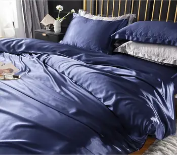 Beige silke bomuld sengetøj sæt dronning king size Madras dækning Solid farve sengetæppe Satin dynebetræk flat sheet Pudebetræk